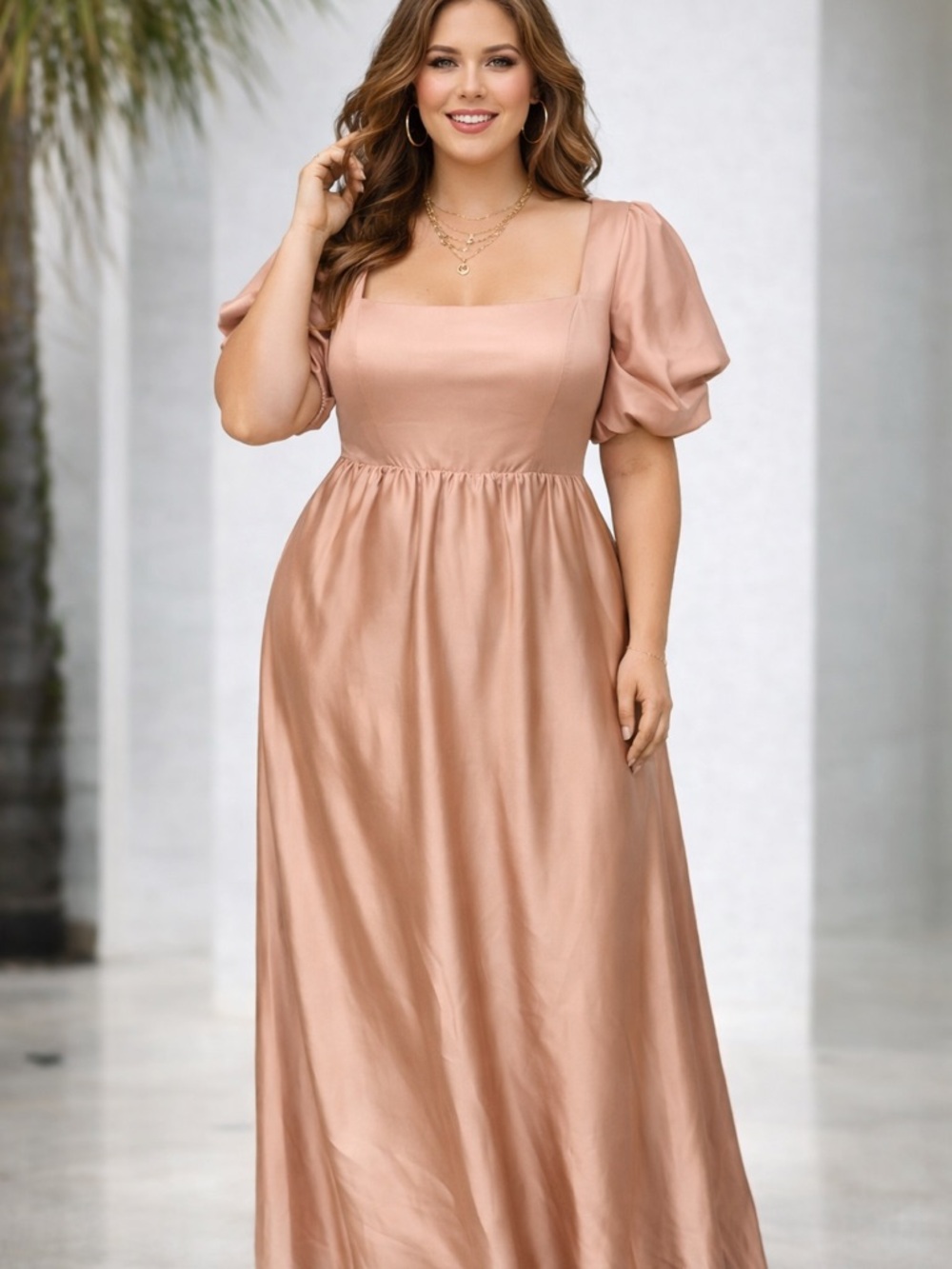 Show Me Your Mumu Blush Satin Maxi Dress XXL